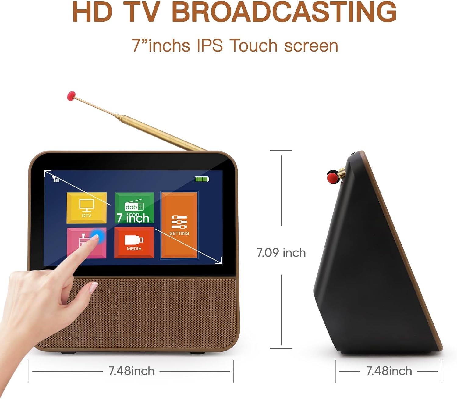 HassoKon Portable TV, 1080P HD 7 Inch, Digital DVB-T2 Receiver, DAB+, FM Radio, USB Multimedia Playback & 2600mAh Rechargeable Battery, Suitable for European Countries Caravan Camping Bedroom image 2 HassoKon Portable TV, 1080P HD 7 Inch, Digital DVB-T2 Receiver, DAB+, FM Radio, USB Multimedia Playback & 2600mAh Rechargeable Battery, Suitable for European Countries Caravan Camping Bedroom image 2